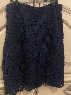 Navy Lace pencil style Skirt XL